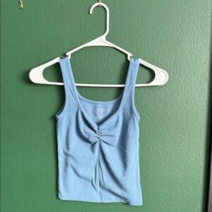 Blue Rouched Tank Top